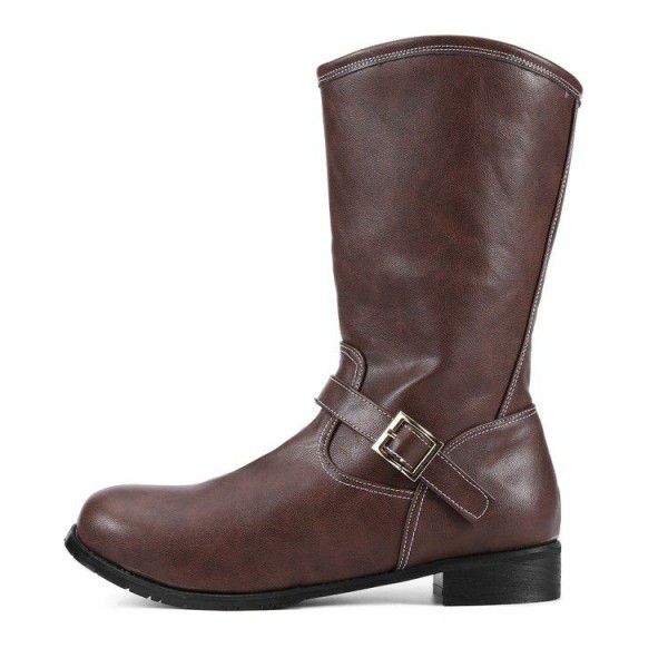Horse boots, fashionable mid length boots, new leather boots, men's military boots, cowboy outdoor boots 