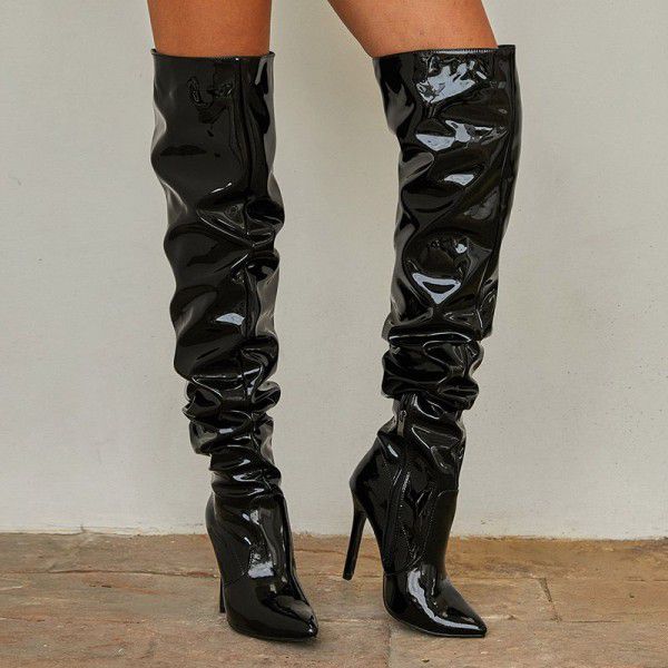 Spring knee length boots autumn new European and A...