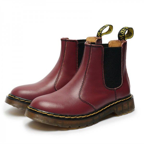 Women's genuine leather couple Martin boots Men's English short boots Men's casual large leather shoes 