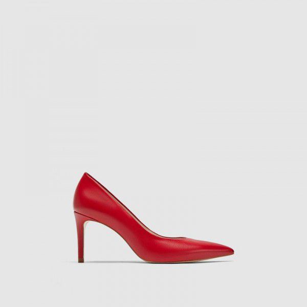 New Summer Black High Heel Pointed Shoes Single Shoes Mid Heel Red Wedding Shoes Interview Dress 