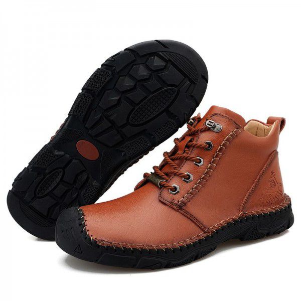 Outdoor Mountaineering Shoes, Large Size High Top Leather Boots, Baotou Work Clothes, Men's Boots, Martin New Men's Shoes 