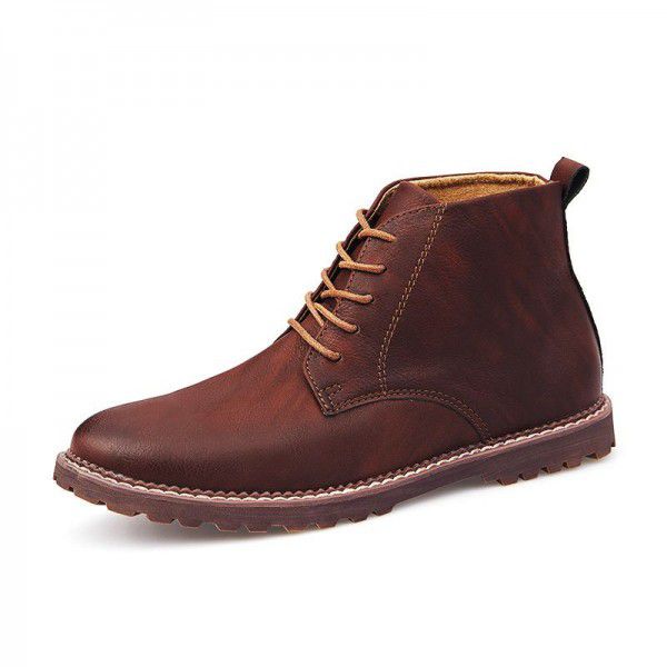 Autumn and Winter New High Top Leather Shoes Men's...