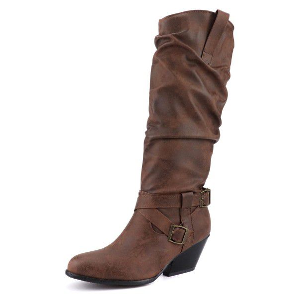 Vintage European and American WISH independent station supply women's thick heels high boots 