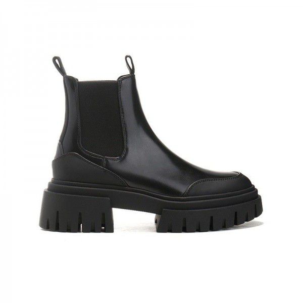 Flat bottomed fashionable short boots thick soled ...