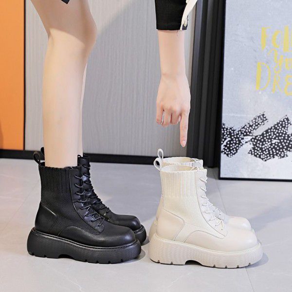 High cut flat bottomed woolen cuffs Chelsea versatile short boots with winter plush thick sole elasticity 