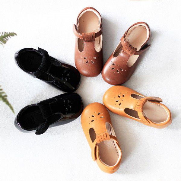 Children's Shoes New Vintage Children's Shoes Female Fashion Little Girl Hollow Breathable Leather Shoes Soft Sole Baby Shoes 