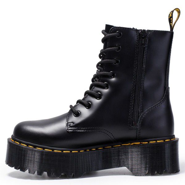 Thick soled 8-hole Martin boots with side zipper B...