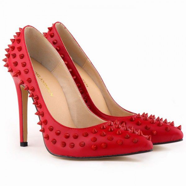 Lorantine pointed matte rivet thin high heels nightclub women's shoes wedding banquet ball shoes 