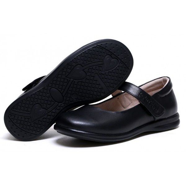 Girls' black leather shoes, children's middle and large children's single shoes, student shoes 