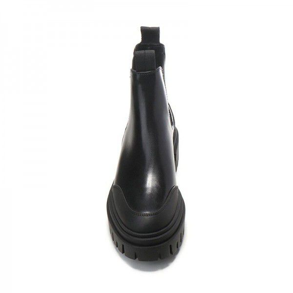 Flat bottomed fashionable short boots thick soled thick heel sleeve chimney boots British style Chelsea boot women 