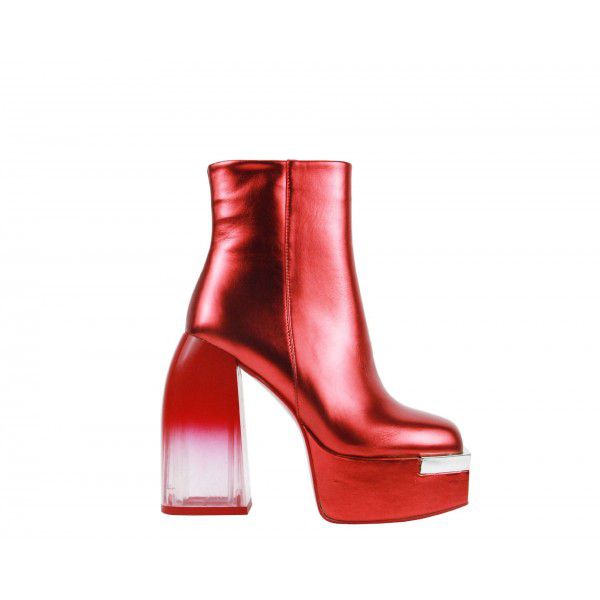 New Gradient Transparent Heel Mirror Lacquer Leather Shoe Top High Water Platform Boots Popular Female 
