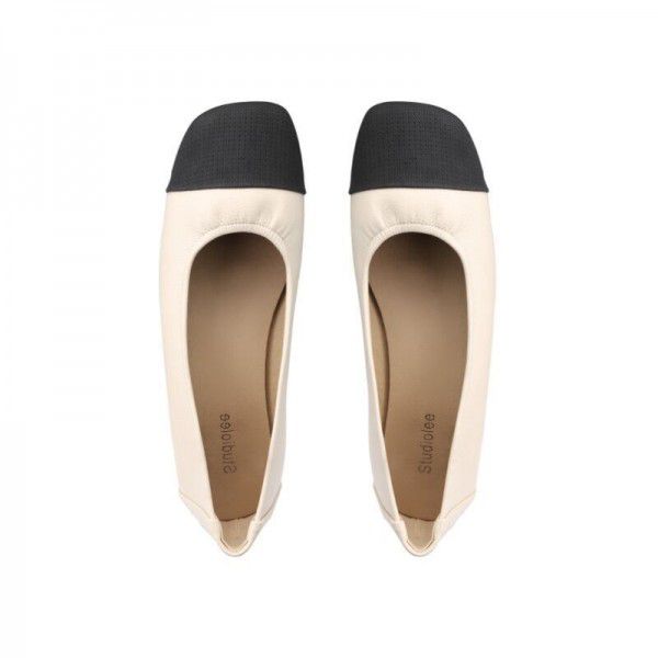 New Summer Square Head Soft Face Small Fragrance Style Colored Light Mouth Flat Sole Single Shoe 