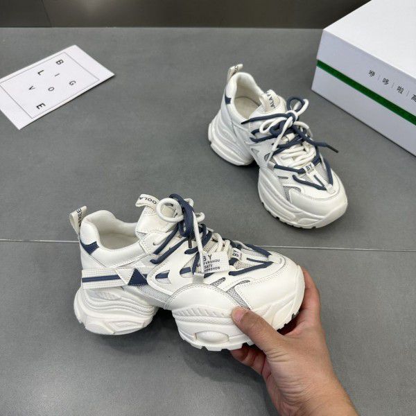 New summer hollow out leather thick sole mesh suct...
