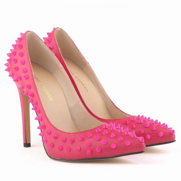 Lorantine pointed matte rivet thin high heels nightclub women's shoes wedding banquet ball shoes 