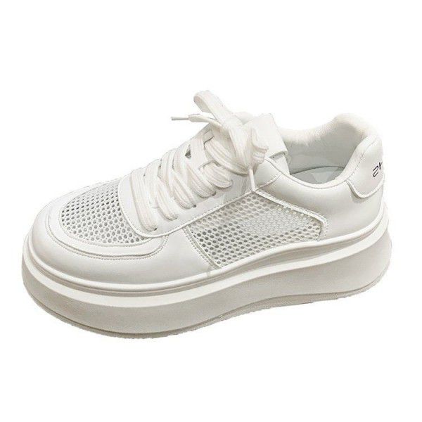 Spring and Summer New Songgao Thick Sole Inner Elevated Women's Shoes Mesh Small White Shoes Casual Sports Shoes 