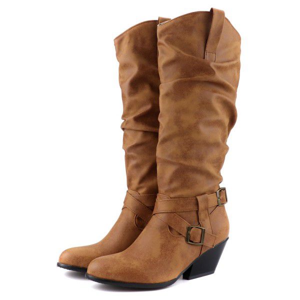 Vintage European and American WISH independent station supply women's thick heels high boots 
