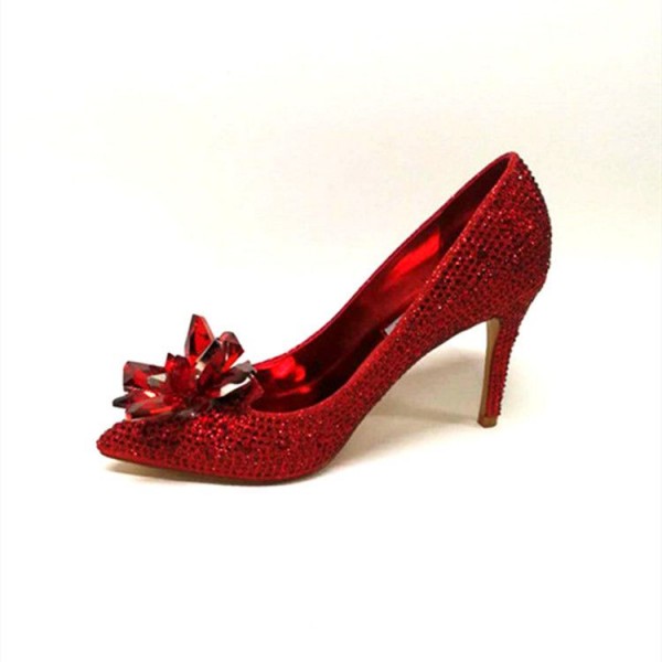 Crystal Shoes Pointed Thin Heels Sexy Shallow Mouth Women's High Heels Women's Silver Rhinestone Wedding Shoes 