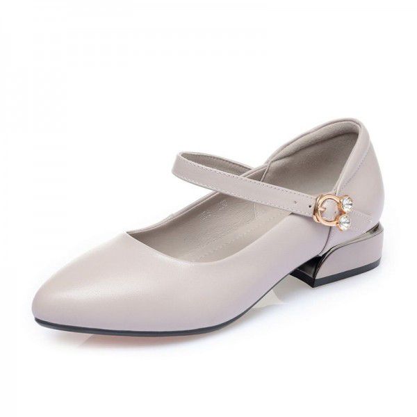 Spring and Autumn New Korean Version Medium Heel Shallow Mouth Work Shoes Flat Heel Thick Heel Red Wedding Shoes One Button Women's Single Shoes 
