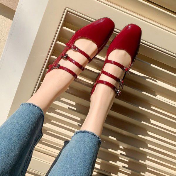 Thick high heels Mary Jane women's new French style single shoes 