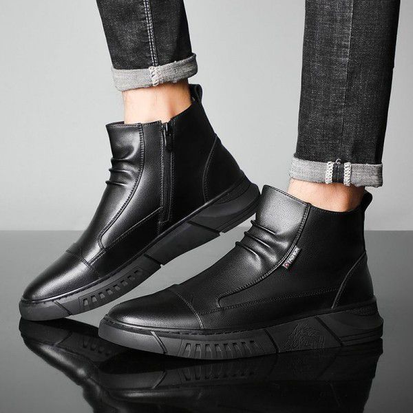 Men's Martin boots New Versatile British style high top shoes Men's winter cotton shoes Chelsea boots Men's boots 