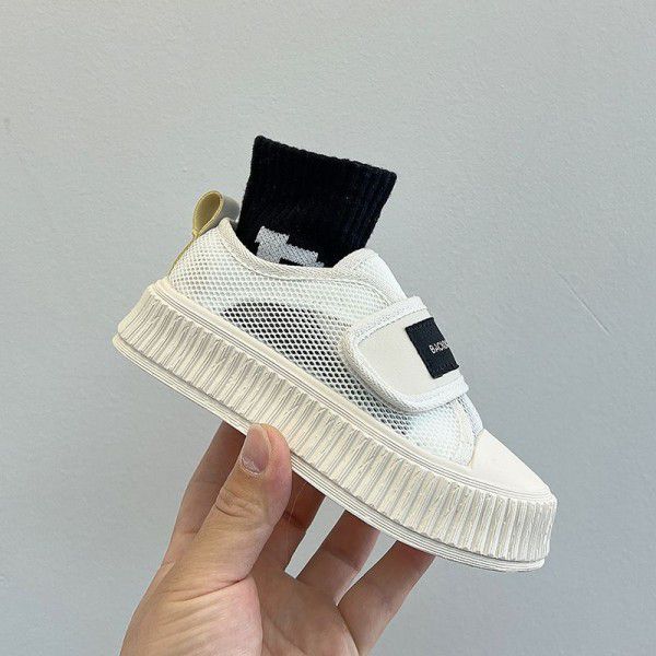 Children's Tennis Shoes Summer New Korean Edition Soft Sole Boys' Single Mesh Board Shoes Medium Size Girls' Cookie Mesh Shoes Breathable 