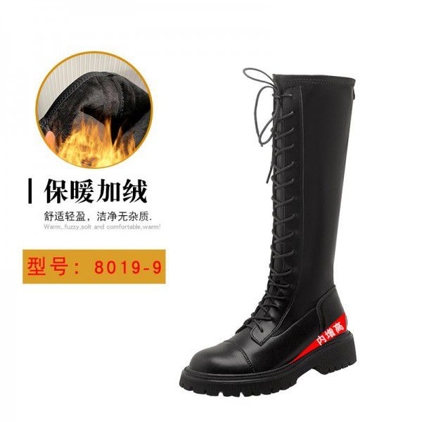 Brown Genuine Leather Women's Boots Long Sleeve Knight Boots Women's New Thick Sole Long Boots Thick Heel High Sleeve Boots Elastic Thin Boots 