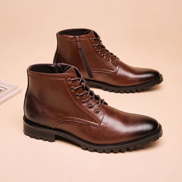 Martin boots, men's leather boots, high top Roman boots, genuine leather, British style retro work attire, short boots, shoes 