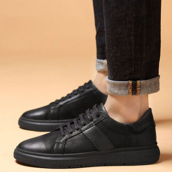 Autumn New Vintage Men's Shoes Casual Leather Shoes Men's Korean Lace up Fashion Trend Board Shoes Men's 