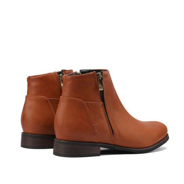 High top men's shoes British round toe leather sho...