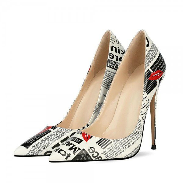 Fashion high heels, women's slim heels, pointed toe shoes, runway shoes, single shoes, large wedding shoes 