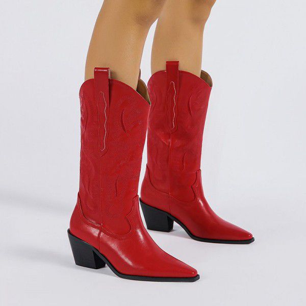 Thick Heel Medium Boots Autumn Medium Heel High Bo...