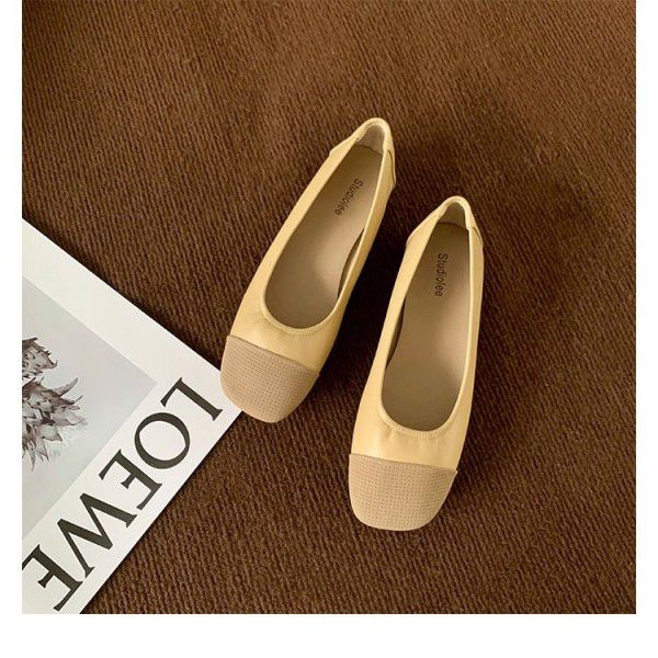 New Summer Square Head Soft Face Small Fragrance Style Colored Light Mouth Flat Sole Single Shoe 