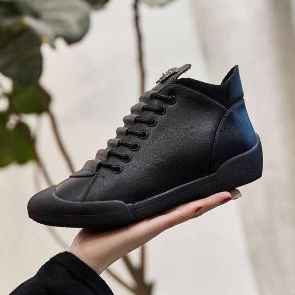 Soft Flat Bottom Casual Shoes Women's Genuine Leat...