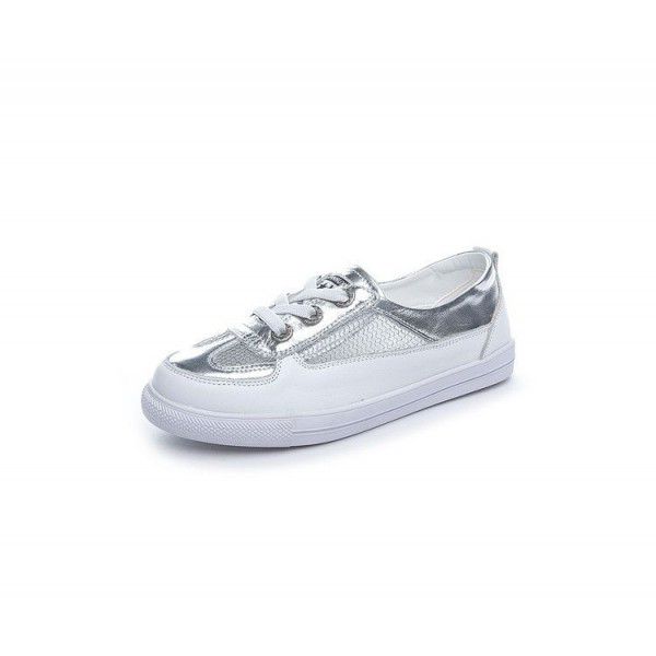 Large size small white shoes for women's summer new top layer cowhide flat sole single shoe hollow out breathable versatile casual shoes 