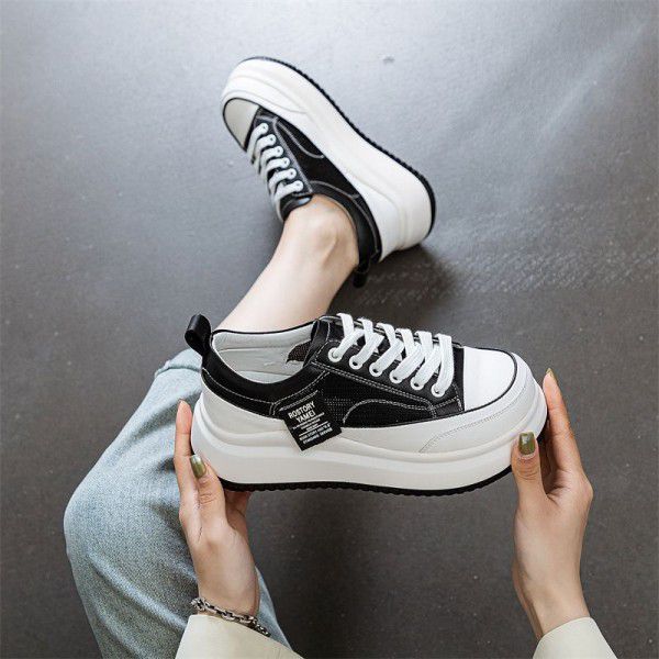 Summer New Genuine Leather Mesh Shoes Thick Sole Casual Versatile Sports Little White Shoes for Women 