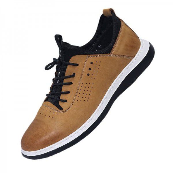 Ultra light, soft, comfortable and breathable men's casual leather shoes, new genuine leather sports trendy men's shoes 