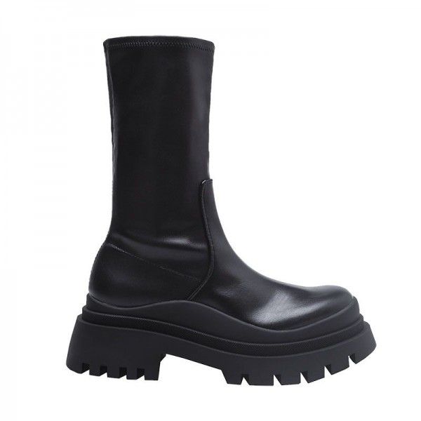 Summer Martin Boots Female English Style Small Chelsea Thick Sole Boots Tall and Slim Short Boots 