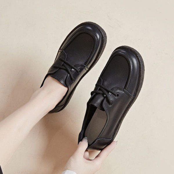 Genuine leather cow tendon sole handmade grandma's shoes, retro literature and art autumn new style, lightweight, comfortable, non slip soft sole single shoes 