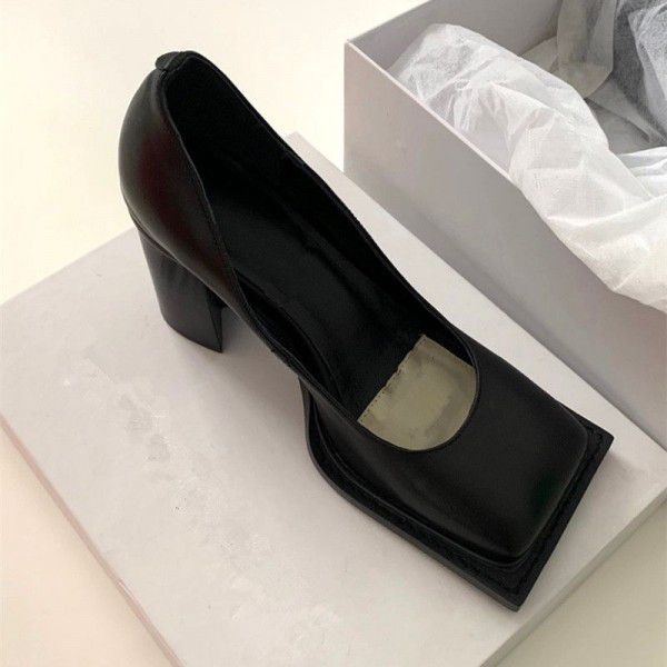 High Heel Single Shoes Women's Shallow Mouth Squar...