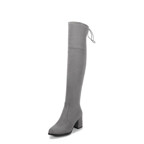 Winter long boots, knee length, women's boots, size, high heels, square thick heels, pointed straps, slimming legs, matte leather, trendy 