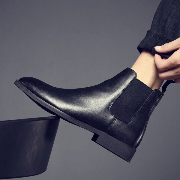 Pointed Chelsea boot Men's Martin Boots English Genuine Leather Boots Cross Border Extra Large 