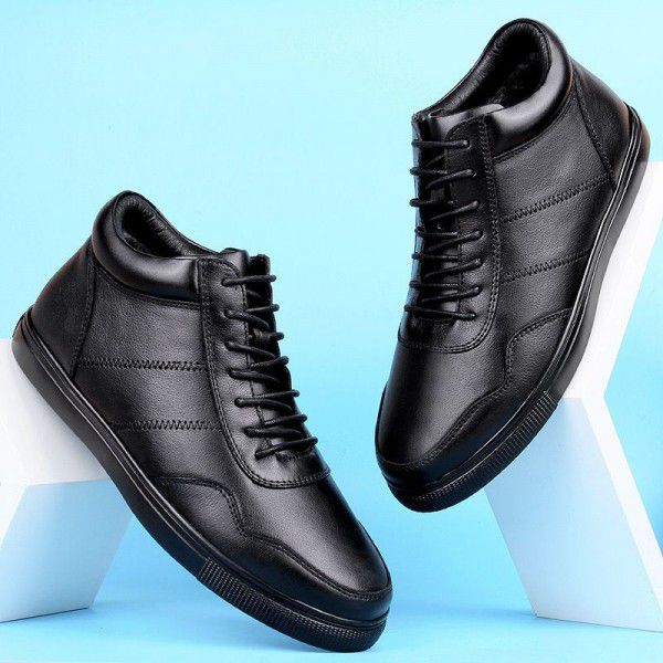 Autumn New Top Layer Cowhide Martin Boots Large High Top Men's Business Leather Boots 
