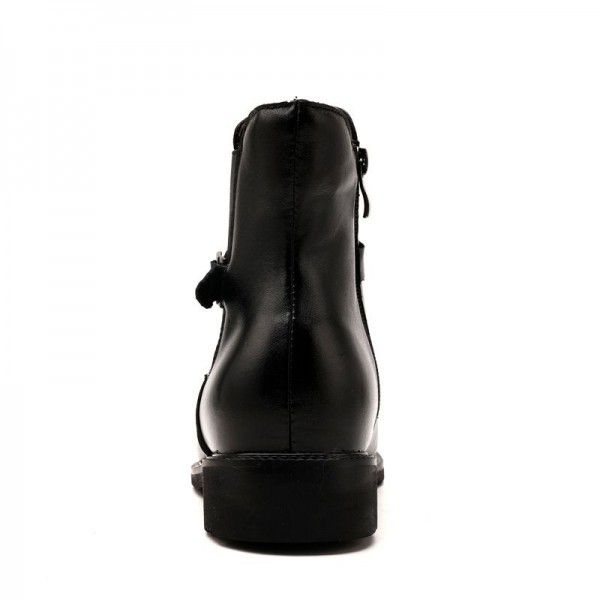 Martin boots, men's autumn and winter plush short boots, casual high top leather shoes, men's block leather, men's British warm boots 