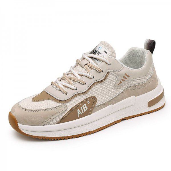 Spring and Summer Men's Sports Shoes Fashion Versatile Thick Sole Breathable Hollow Running Shoes Mesh Dad Shoes 
