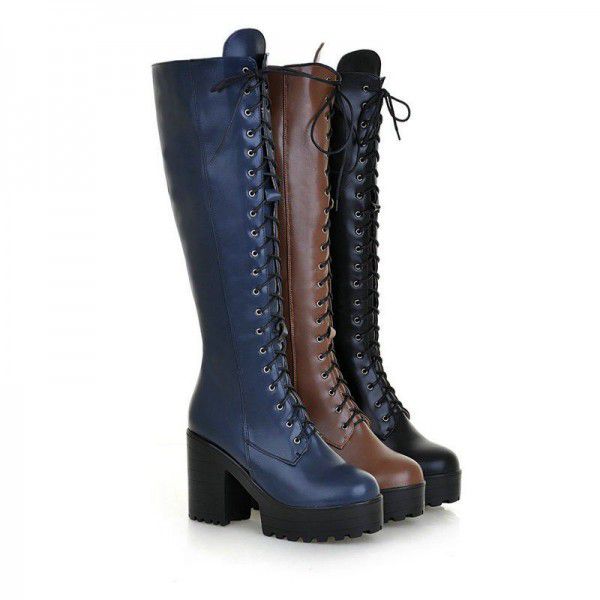 High heeled shoes, thick heeled women's boots, thi...