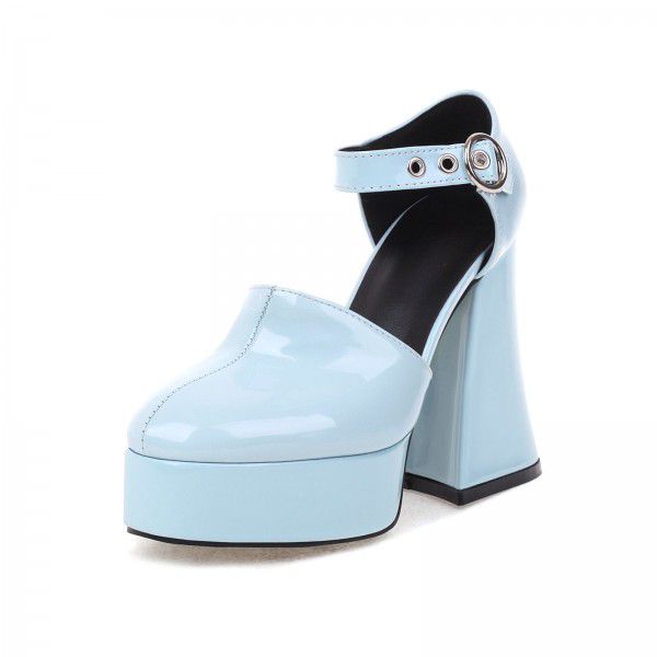 High Heel Women's Thick Heels New Vintage Thick Sole Mary Jane Shoes Waterproof Platform Shallow Mouth Single Shoes 
