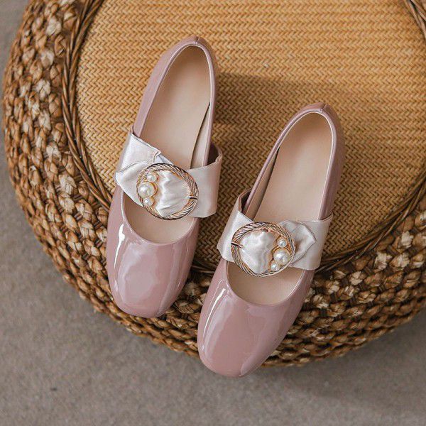 French Vintage High Heels Women's Spring New Mary Jane Shoes Middle Heels Women's Thick Heels Qipao Shoes 