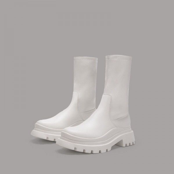 Summer Martin Boots Female English Style Small Chelsea Thick Sole Boots Tall and Slim Short Boots 