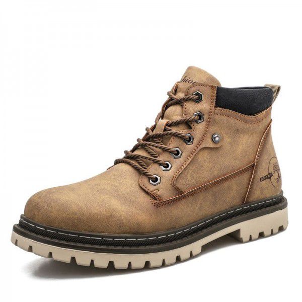 Men's shoe trend: workwear boots, autumn British style high top Martin boots, workwear shoes, boots, trendy men's workwear boots 