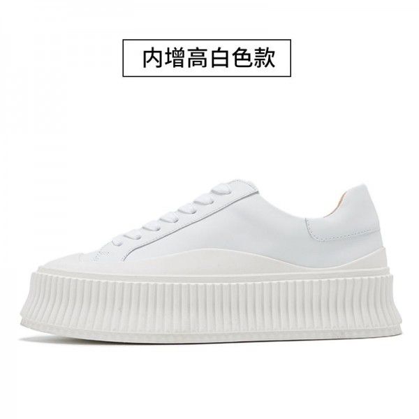 Women's shoes, small white shoes, genuine leather sponge cake biscuit shoes, casual board shoes 